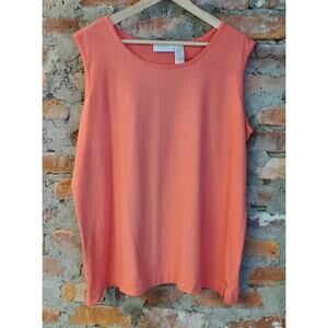 Liz Claiborne Woman Plus Size 1X Tank Top Coral Combed Cotton Pullover